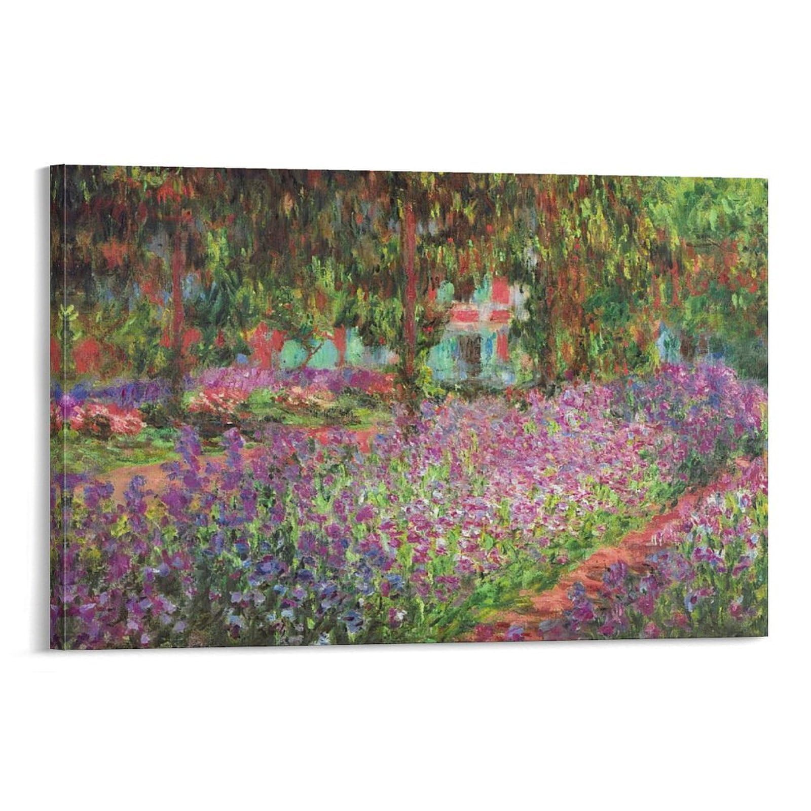 Yieanbao Frame Claude Monet Impressionist Famous Painting Poster (Garden At Giverny) Canvas Print Art Poster, Wall Art Home Decoration Painting; ; 24X36inch(60X90cm)