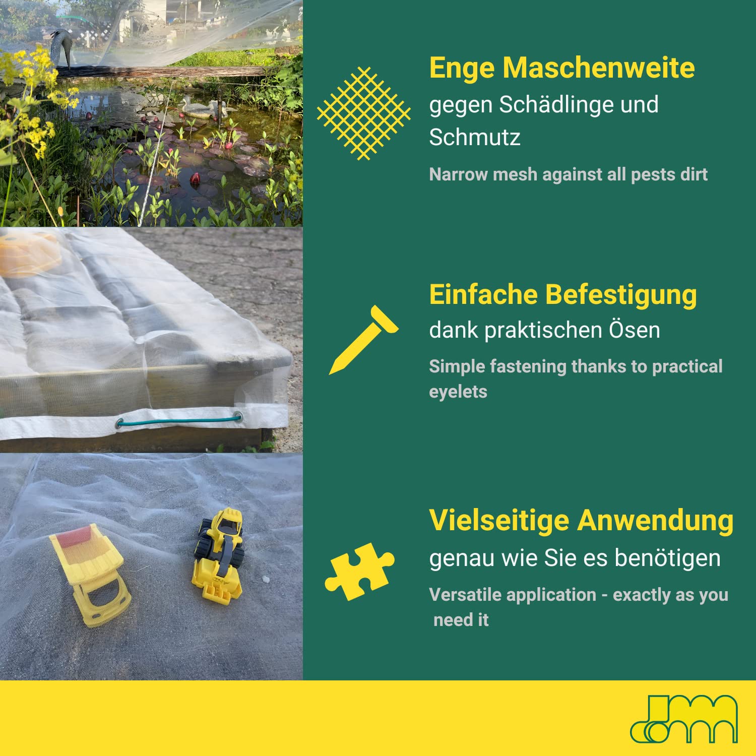 AGRI plus Rete universale per sabbiera, piscina e stagno, 6 x 6 m, diverse misure, rete a maglia stretta 0,8 x 0,8 mm, rete di copertura con occhielli, rete di protezione resistente ai raggi UV e