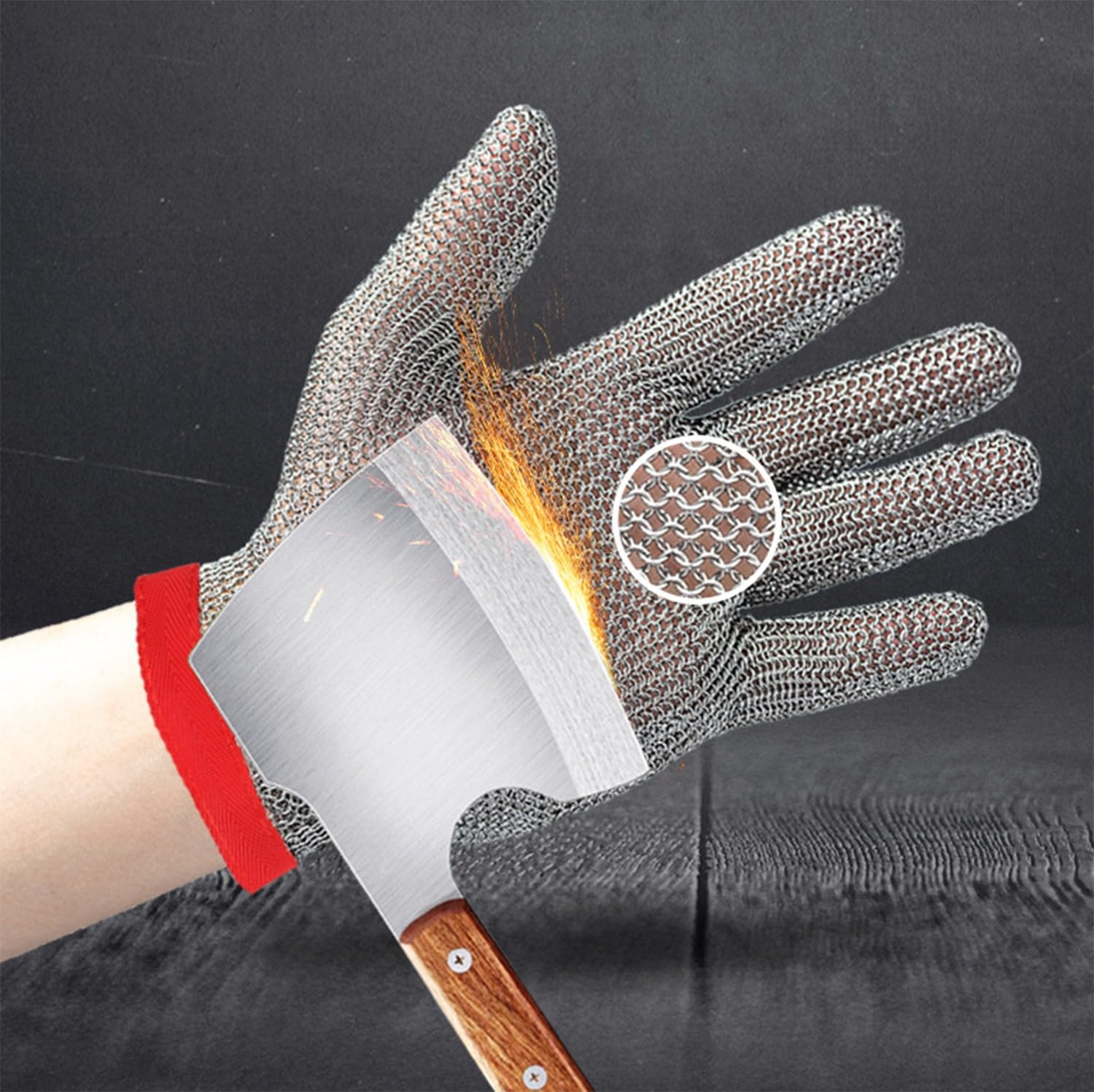 Guantes Anticorte, Anillo De Acero Inoxidable Guantes De Malla Anti Corte Cuchillo Resistente Guante De Carnicero De Cocina Guantes De Seguridad para Tallado De Madera, Carpintería S
