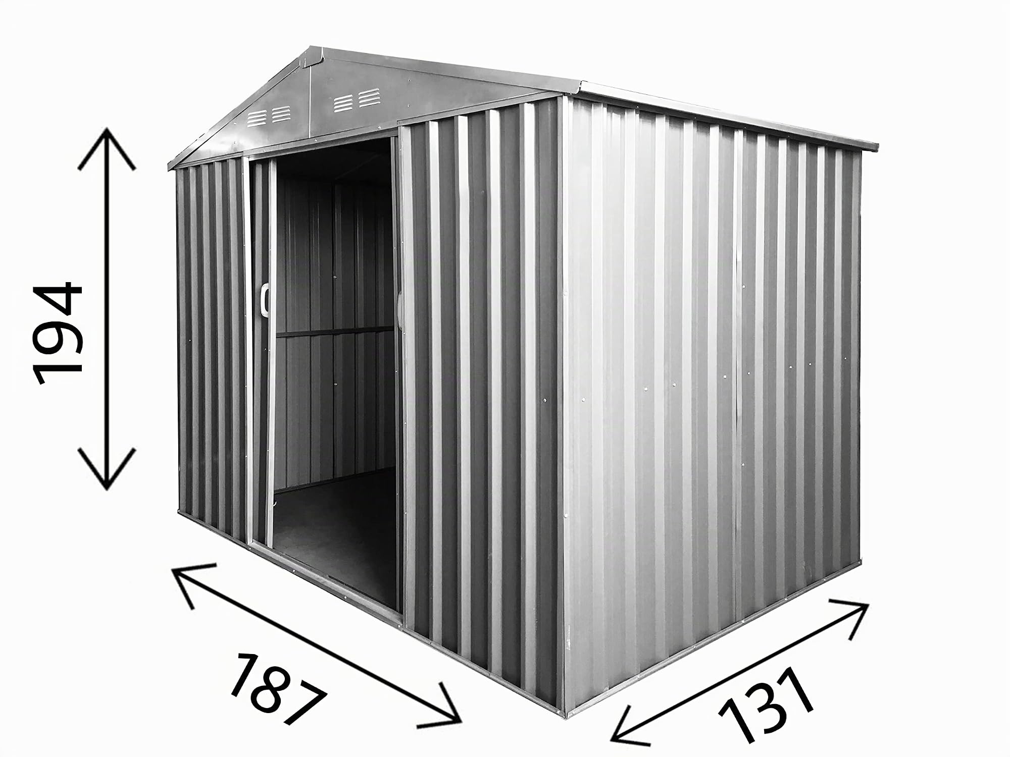 Casetta Garage da Giardino Porta Utensili Box in LAMIERA ZINCATA 0,27 mm Verniciata di Verde con Porte scorrevoli (S L187 x P131 x H194)