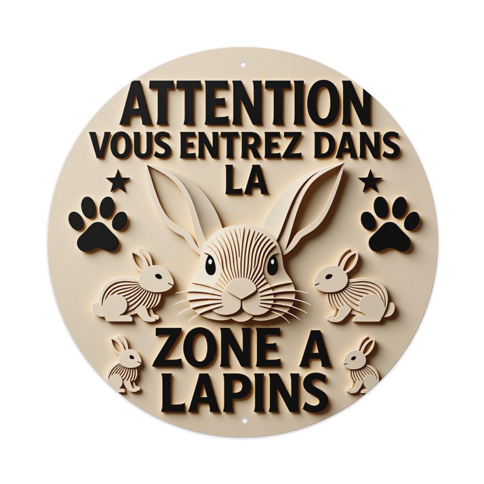 Attention You Are Entering The Rabbit Zone Round Tin Sign Vintage Style Metal Sign Home Bar Garden Wall Plaque Decor Metal Poster 8x8 Inch