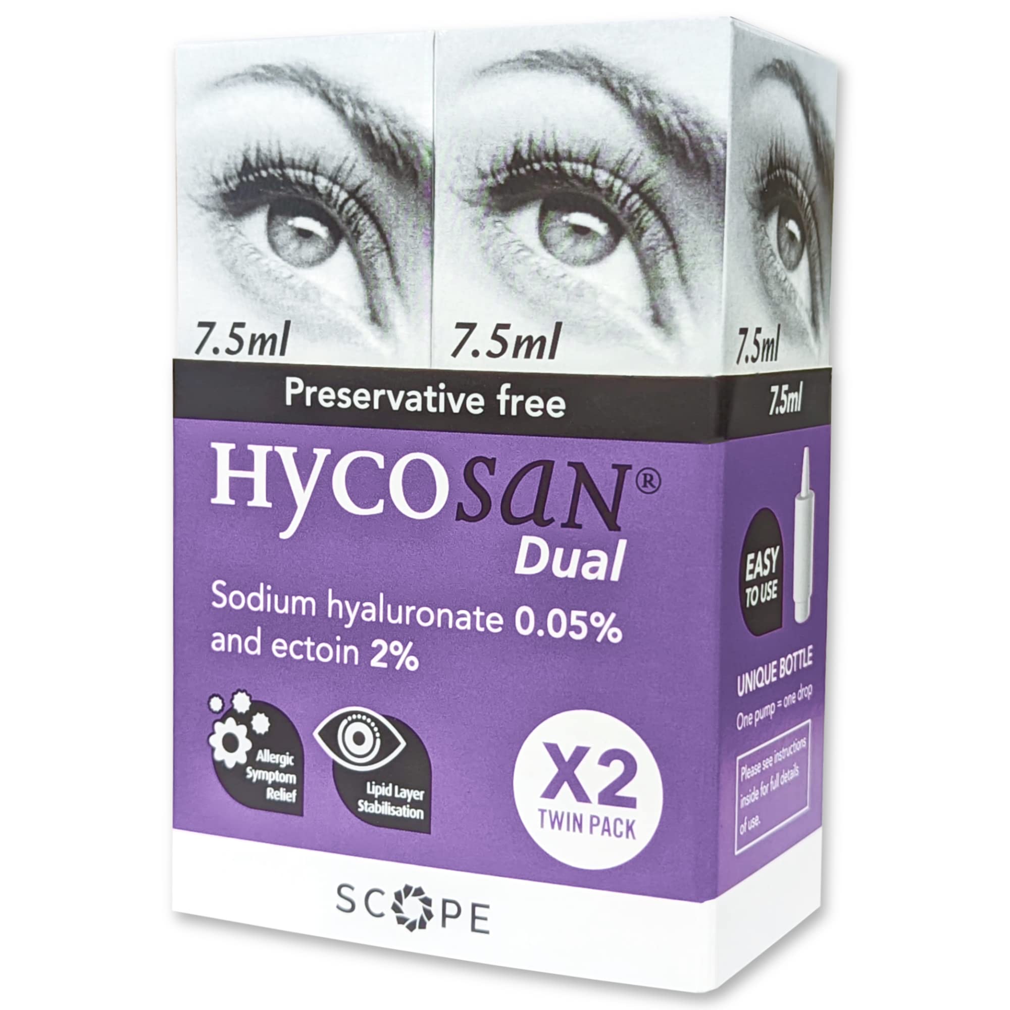 Hycosan Dual Twin Pack Preservative Free Eyedrops 0.05 Sodium