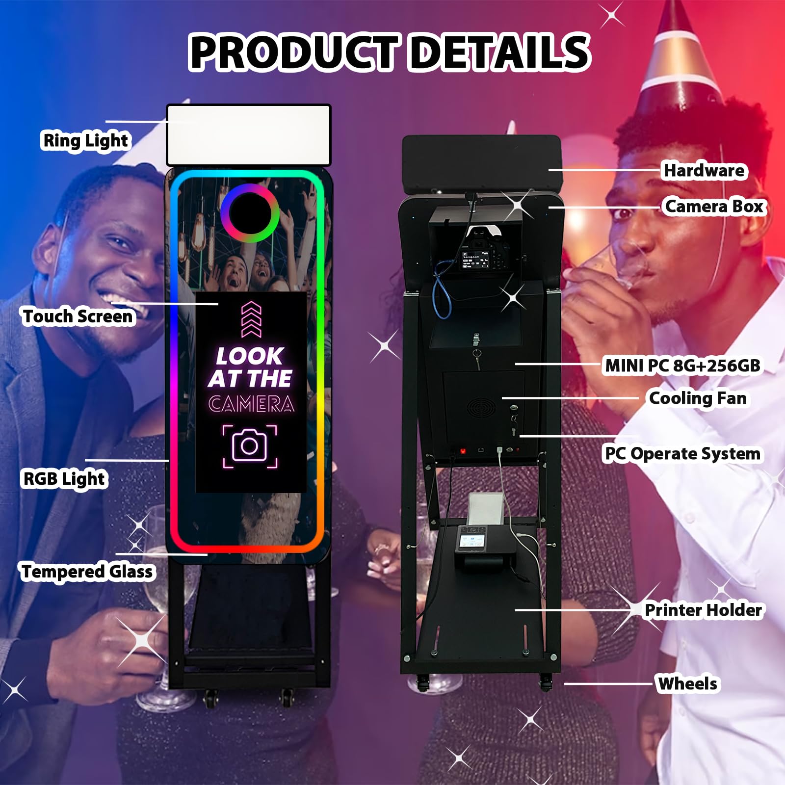 Cabina de fotos de espejo con pantalla táctil de 22 pulgadas, máquina de cabina de fotos réflex réflex digital de 40 pulgadas, máquina de fotos para bodas, fiestas, eventos (cabina de fotos