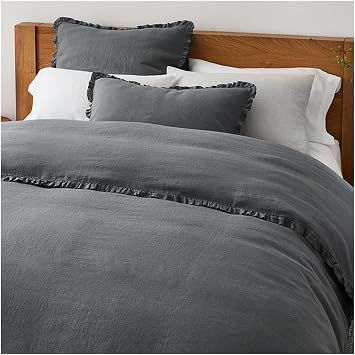 ADovz . Linen Pink White Trimmed Soft Duvet Cover Set 1 Bed Duvet Cover 2 Pillow Cases Compatible with Queen Single Bed Bedding,Bed Sheets