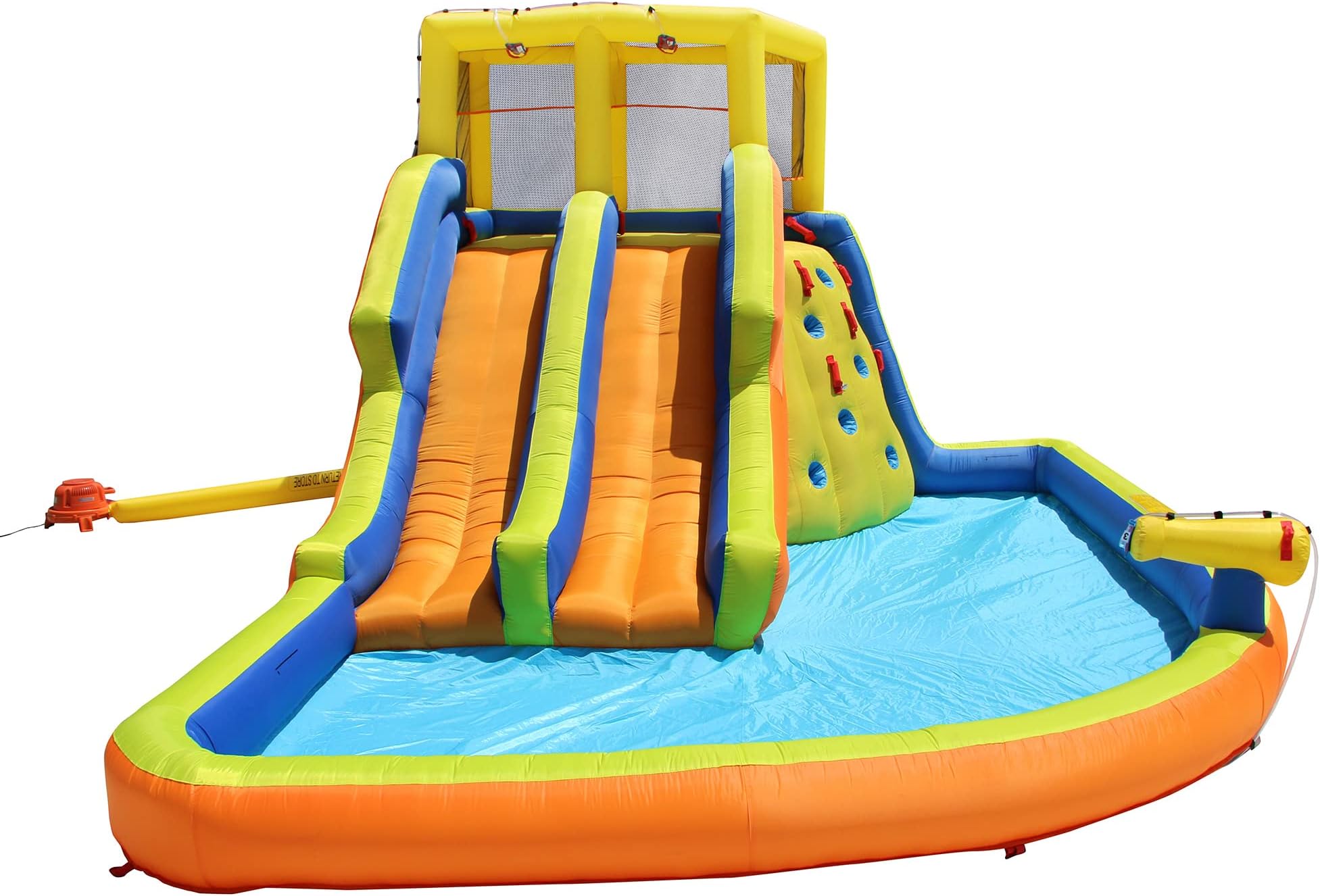 Double Drench Water Park, Length: 15 ft, Width: 11 ft 5 in, Height: 8 ft 4 in, Inflatable Outdoor Backyard Water Slide Splash Toy
