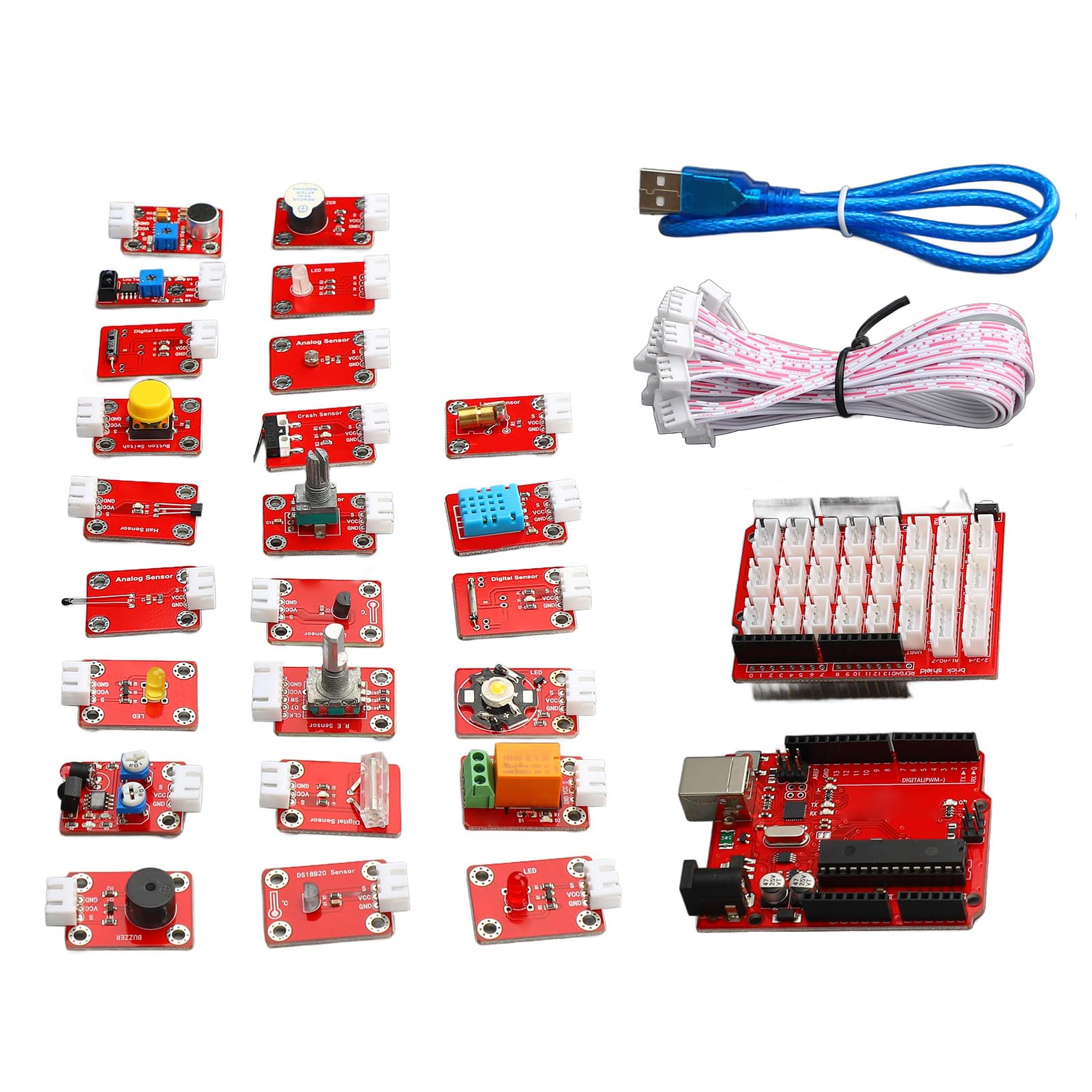 Kit di Programmazione per Principianti, Kit di Apprendimento per Scheda di Sviluppo Sensori di Programmazione Grafica in Plastica ABS per Principianti Adatti, Stazioni di Saldatura