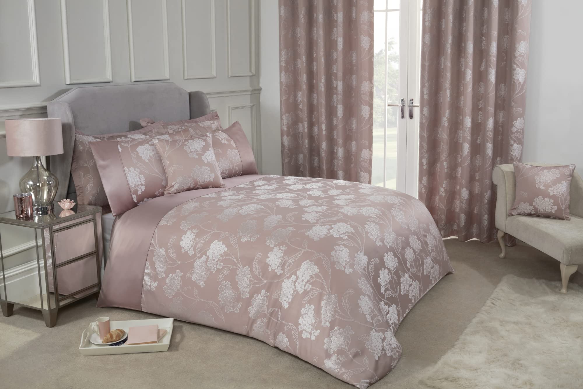 Emma Barclay Blossom - Embellished Jacquard Duvet Set in Blush Pink - King - Image 2