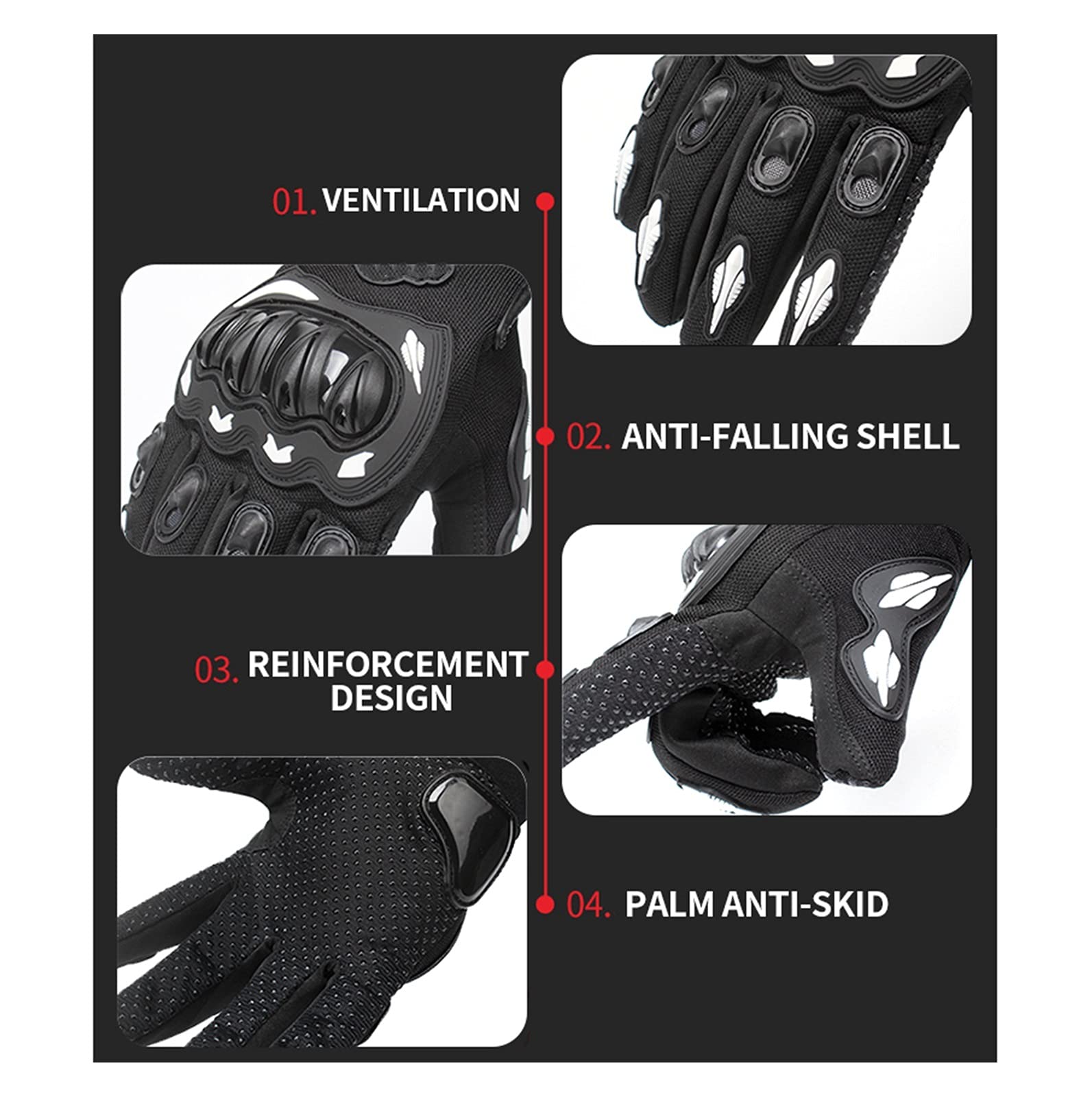 YGLONG Motorhandschoenen motorhandschoenen volledige vinger crossmotor motorcross handschoenen motorfiets rijden Moto Racing MTB mannen vrouwen (kleur: 2 stuk wit, maat: L