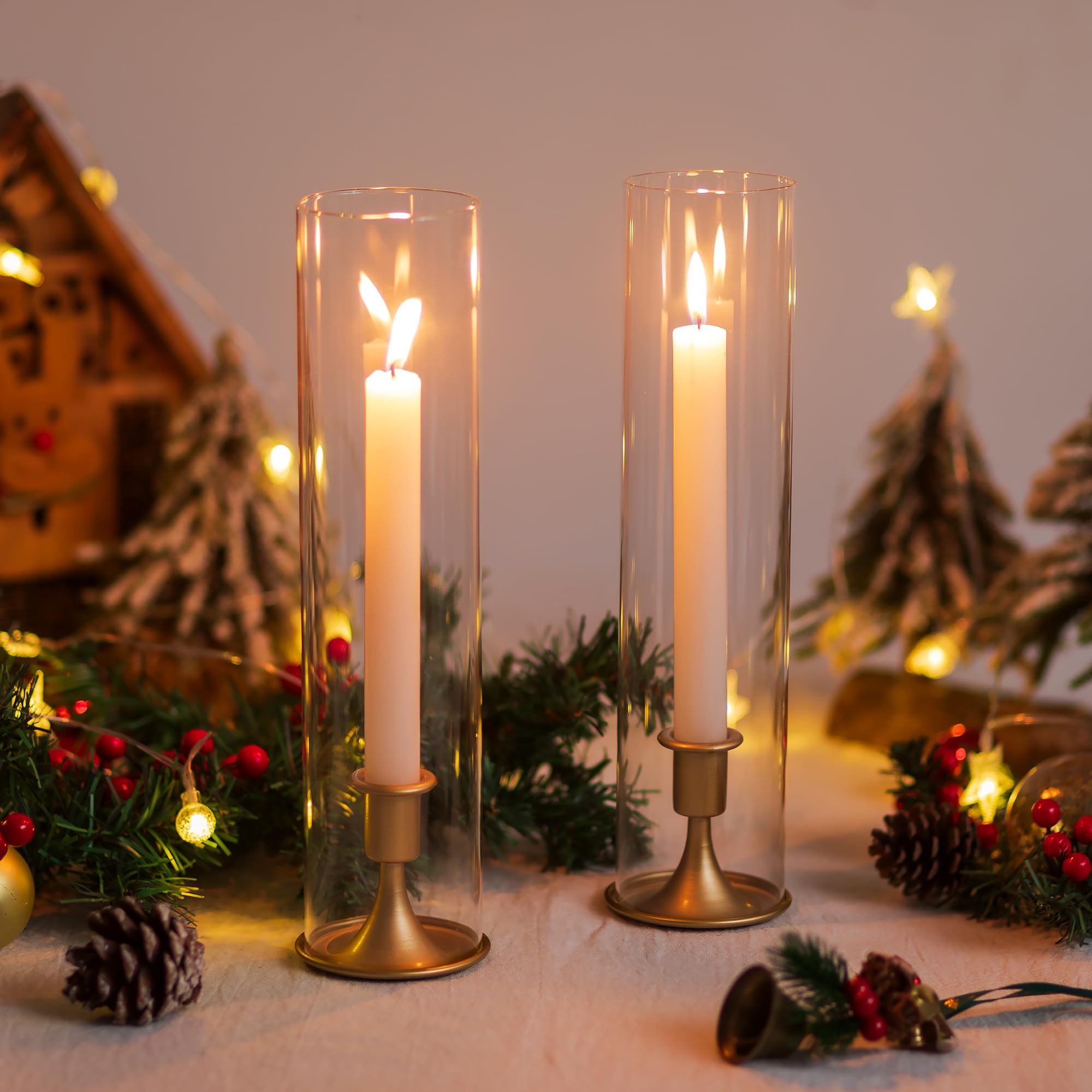 Romadedi Hurricane Portacandele dorato – 10 portacandele conici in vetro trasparente per matrimoni, centrotavola, decorazione per feste, compleanno, Natale, decorazioni per la casa