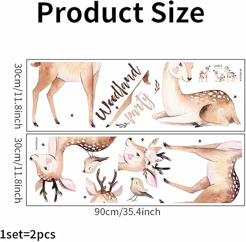 Miniatura 6 de Calcomanías de pared con diseño de ciervos sika y ciervos sika, diseño de animales de selva de bosque de sacinora para fiesta de bosque, vinilo