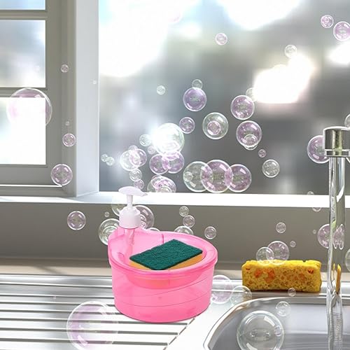 Miniatura 3 de Dispensador de jabón para lavavajillas, dispensador de jabón para lavar platos 2 en 1, dispensador de jabón de cocina con esponja, dispensador de