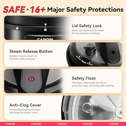 Miniatura 8 de Olla a presión eléctrica 12 en 1 de 1200 W, 8 cuartos de galón, olla a presión de acero inoxidable, olla de arroz de cocción lenta, vaporera,