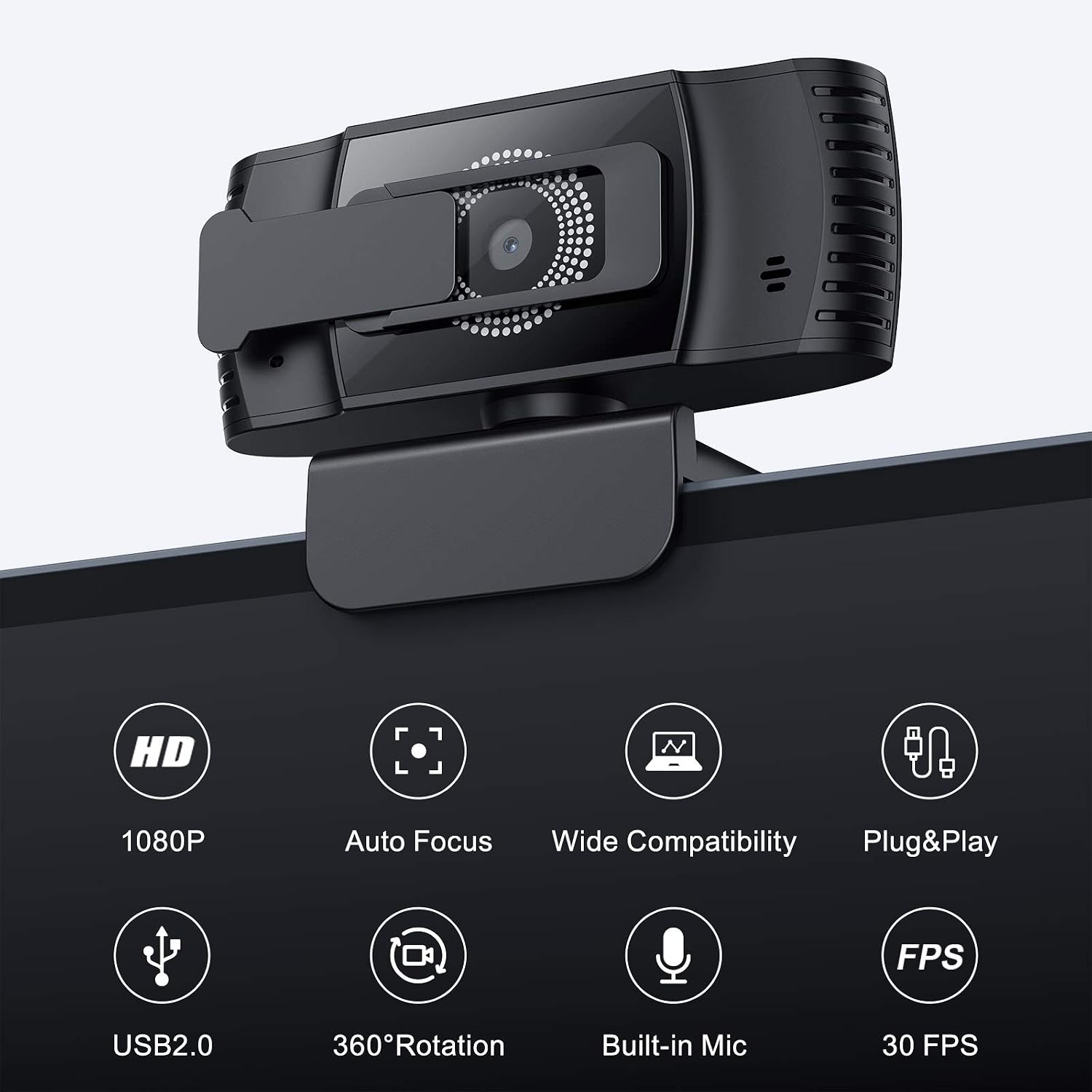 wansview Webcam with Microphone, Autofocus HD 1080P USB PC Web Camera with Privacy Cover for Laptop Computer Desktop, for Live Streaming, Zoom, Video Call, Online Meeting, Gaming