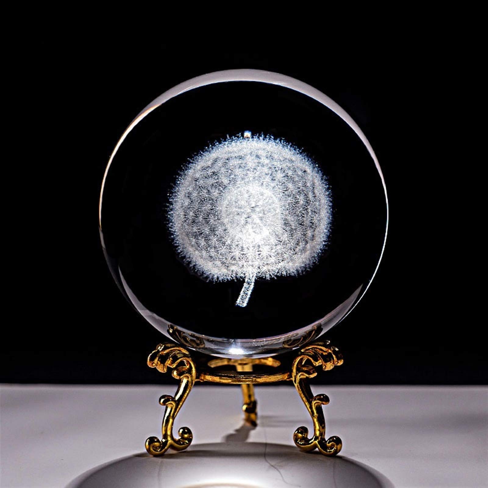 Bola de Cristal (en la Magia Occidental) Crystal 3D Bola Láser Grabado Diente de León Miniatura Globo Globo Esfera Hogar Decorativo Ornamento Artesanía Regalos Bola de Cristal(Only Ball)