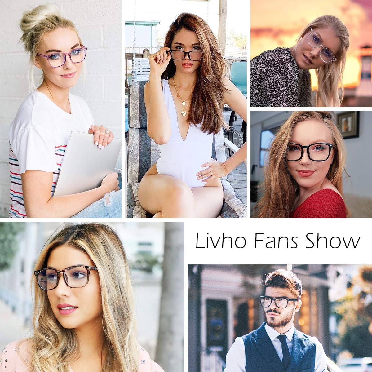 livho 2 Pack Blue Light Blocking Glasses, Computer Reading/Gaming/TV/Phones Glasses for Women Men,Anti Eyestrain & UV Glare