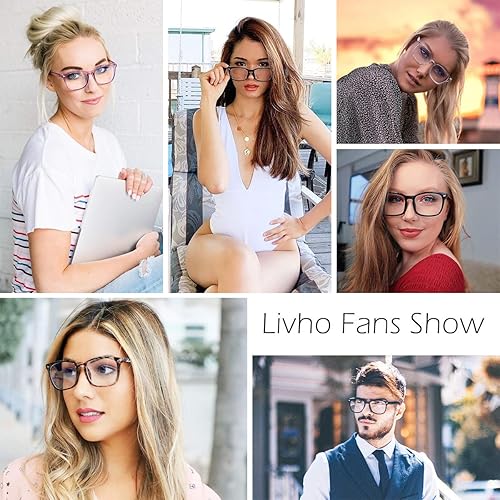 Miniatura 6 de livho Paquete de 2 lentes con bloqueo de luz azul lecturajuegos TVteléfonos para mujeres y hombres antifatiga ocular y deslumbramiento UV