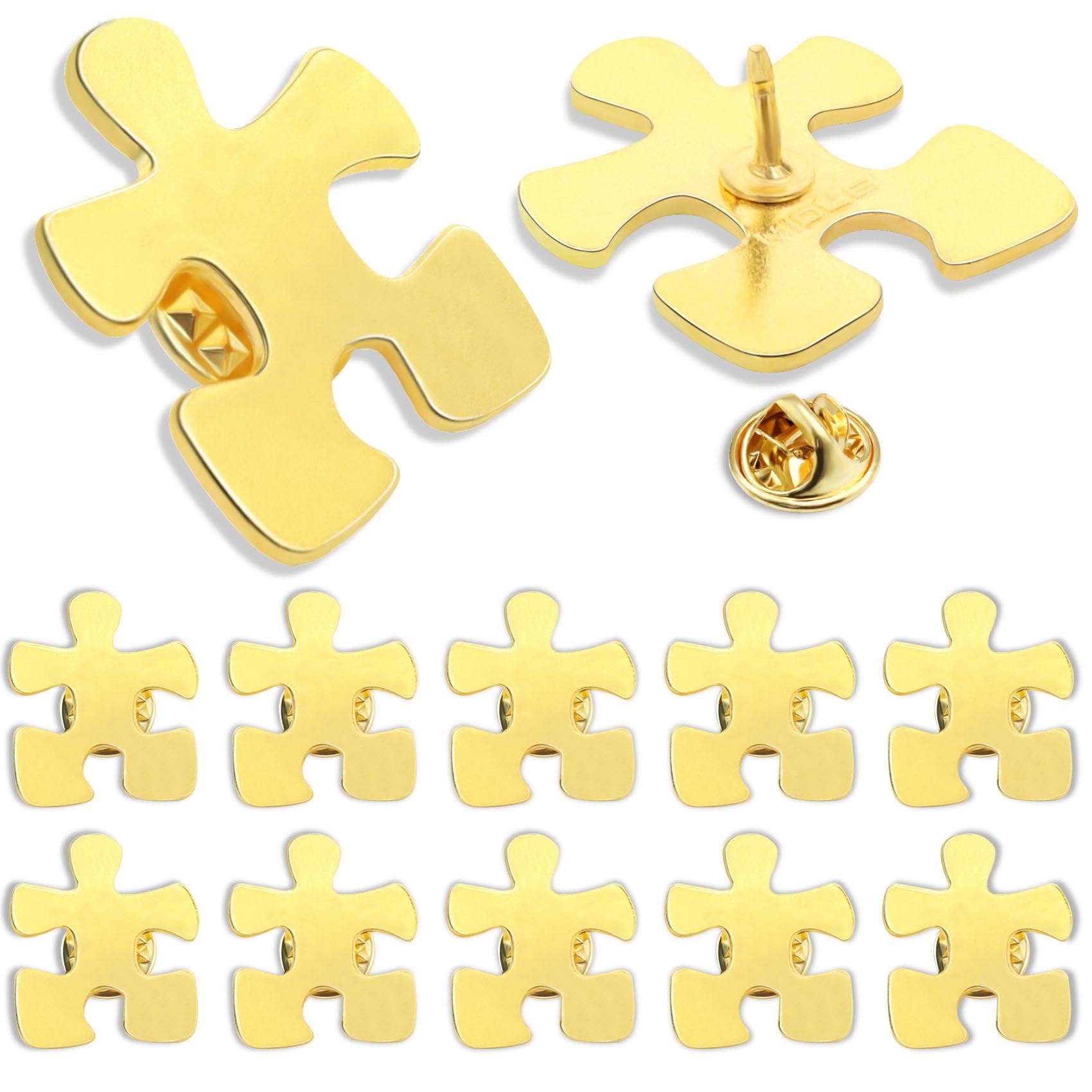 20/50/100/200 Stück Anstecknadeln für Mitarbeiter, Gold-Puzzleteile, Großpackung für Autismus, Bewusstseins-Pin, Dankeschön-Brosche, Abzeichen