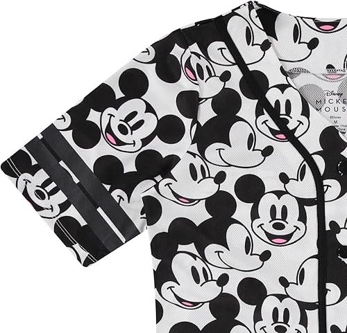 Miniatura 3 de Disney Womens Baseball Jersey Shirt Ladies Mickey & Minnie Mouse Button-Up Fashion Top, Classic Retro Style