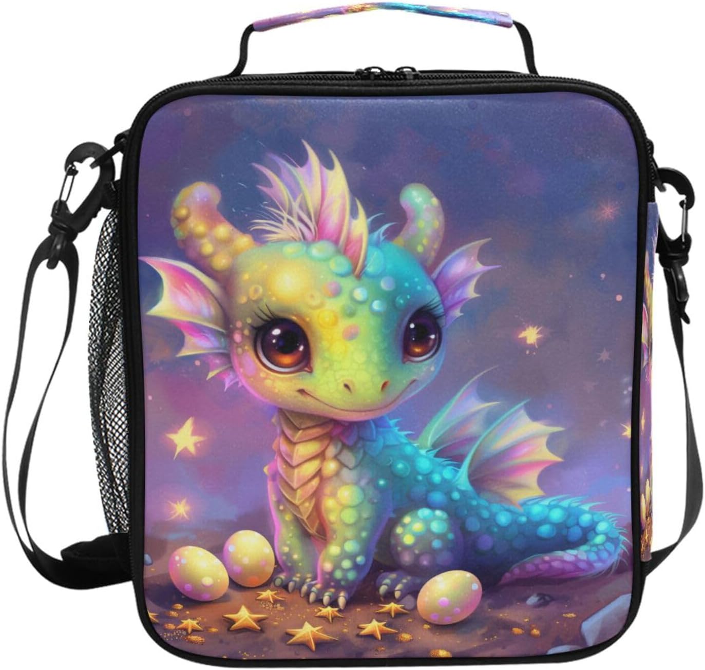 Kids Lunch Box Watercolor Bearded Dragon Insulated Lunch Bags Boys Girls with Adjustable Strap Cooler Meal Box School Office