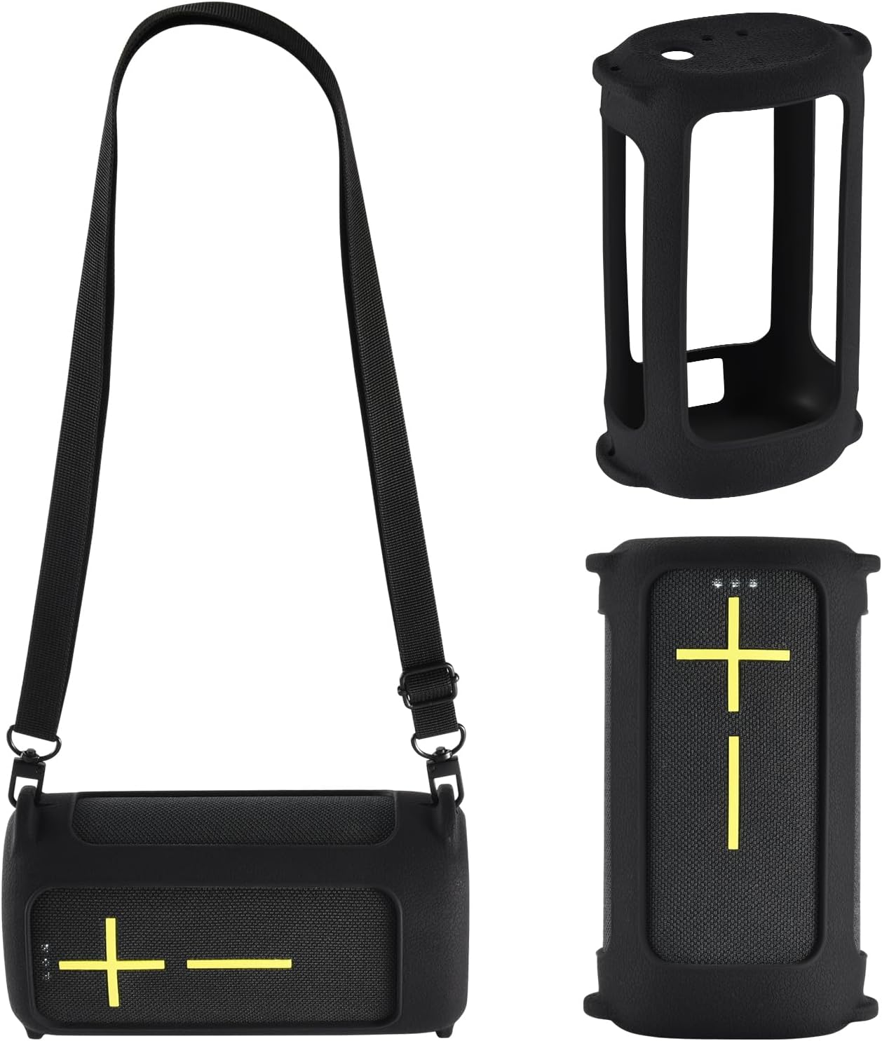 Silicone Cover Case for Ultimate Ears EVERBOOM Wireless Bluetooth Portable Speaker,for UE EVERBOOM Travel Protective Skin Shell Carrying Bag w/Shoulder Strap(Black Case) - Image 8