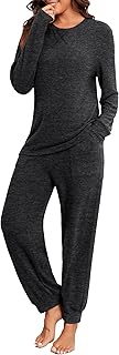 PrinStory Womens Pajama Sets Long Sleeve Pajamas Soft Pjs Sets for Women 2 Piece Lounge Set Loungewear with Pockets