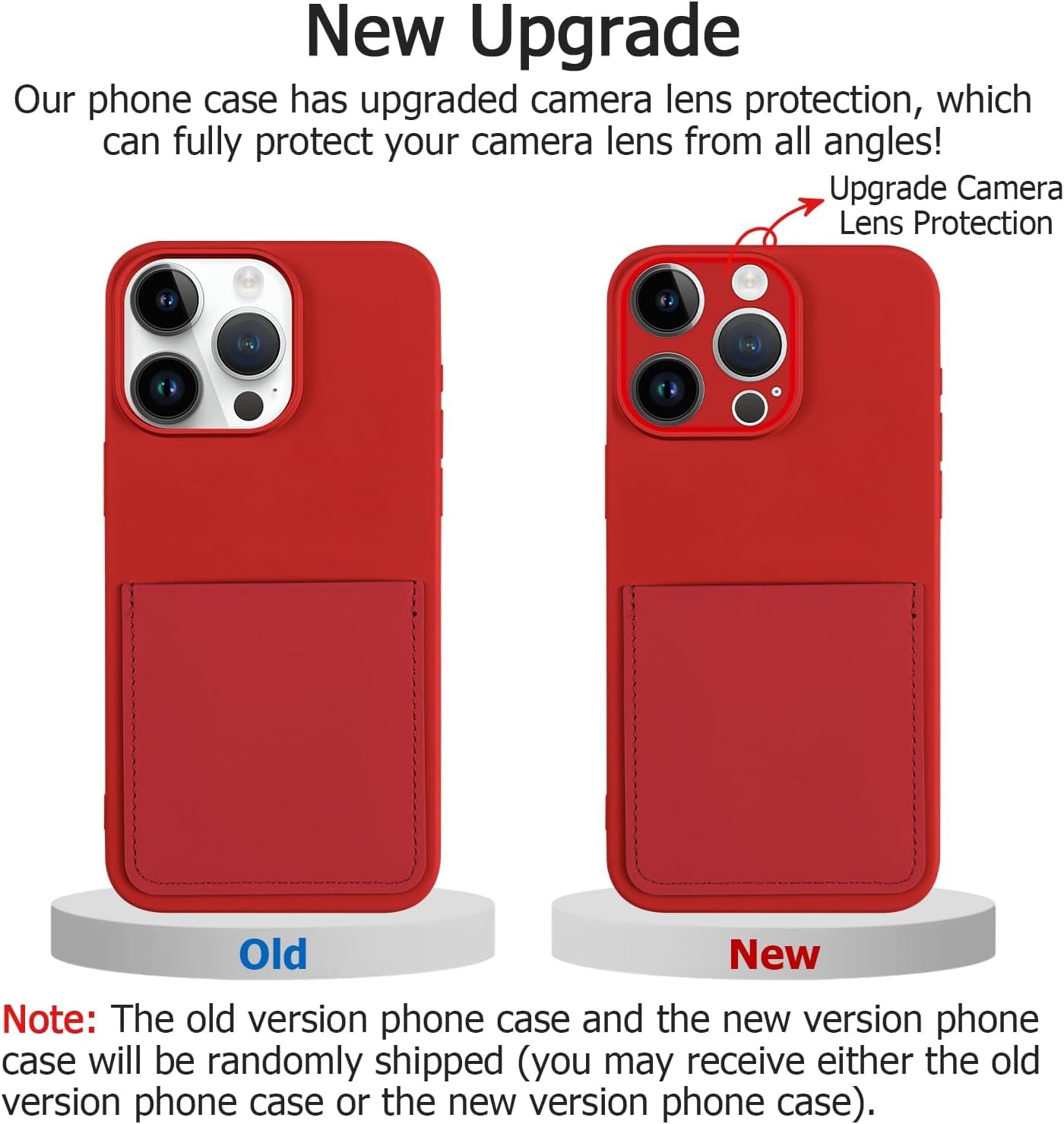 Karrint for iPhone 15 Pro Max Case with Card Holder Soft Liquid Silicone Credit Card ID Slot, Full Camera Scratchproof Shockproof Protective Cover for iPhone 15 Pro Max Wallet Case for Women Men Red