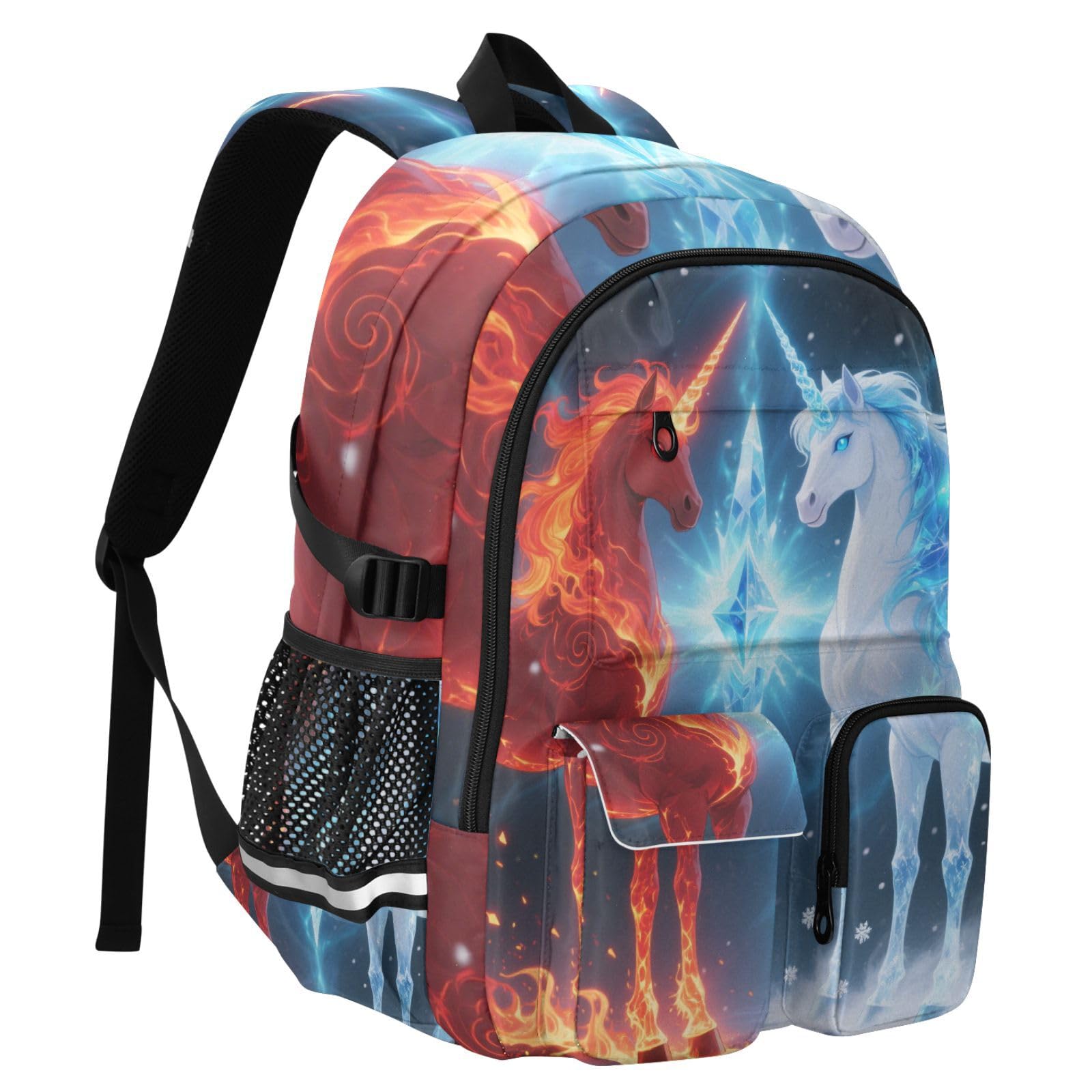 Grand sac à dos de voyage pour homme - Motif licornes bleues et rouges - 44,5 cm - Léger et décontracté