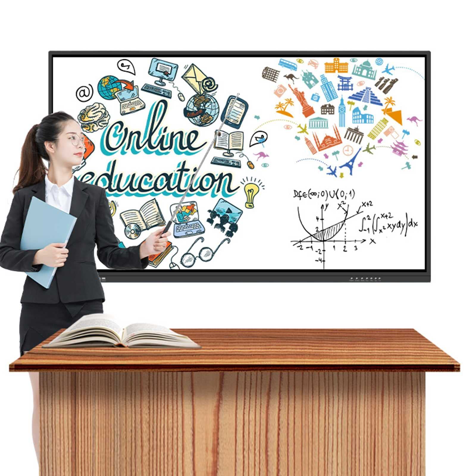 Interactive Whiteboard Digital Smart White Board, i7+4G+128G All in one Touch Screen, Support Multi Touch anti-glare, for Education and Business
