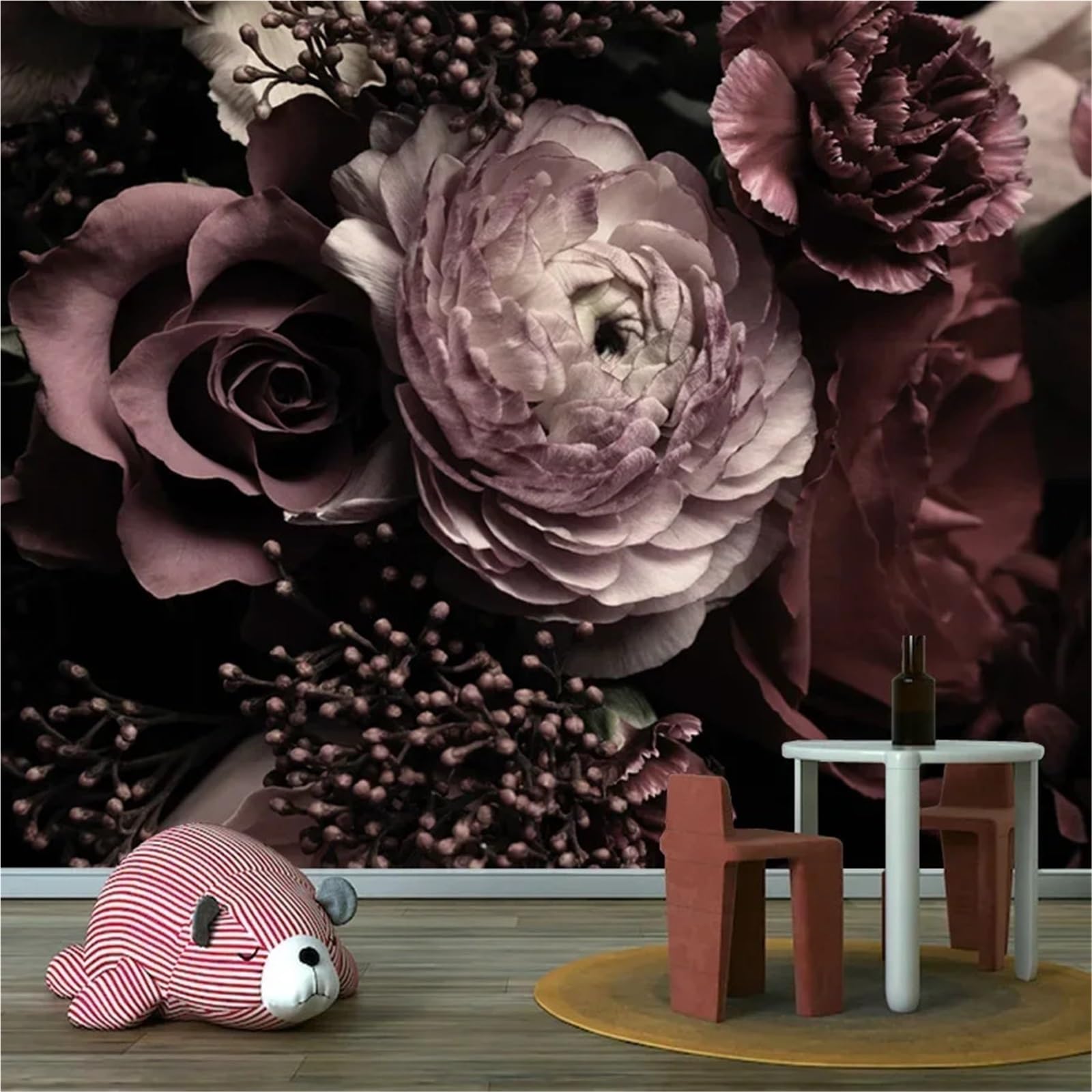 RYQZHHY Floral Peel Stick Wallpaper Multi Style Rose Floral Waterproof Peel and Stick Wall Mural for Living Room and TV Background Layout(Picture 23)