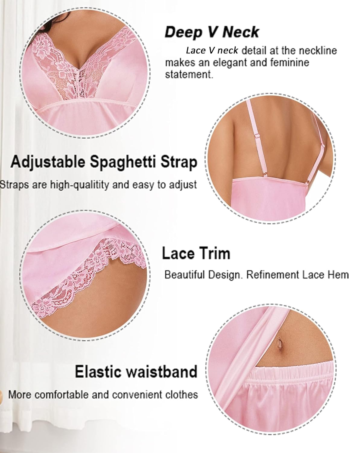 Avidlove Satin Pajamas Set Womens Lace Sleepwear Sexy Lingerie Cami Shorts Set S-XXL - Image 3