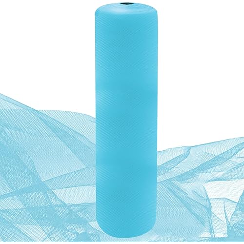 Light Blue Tulle Fabric Rolls 54 Inch by 10 Yards Fabric Tulle Bolt for Wedding Decorations DIY Tutu Baby Shower Table Skirt Birthday Party Craft Supplies