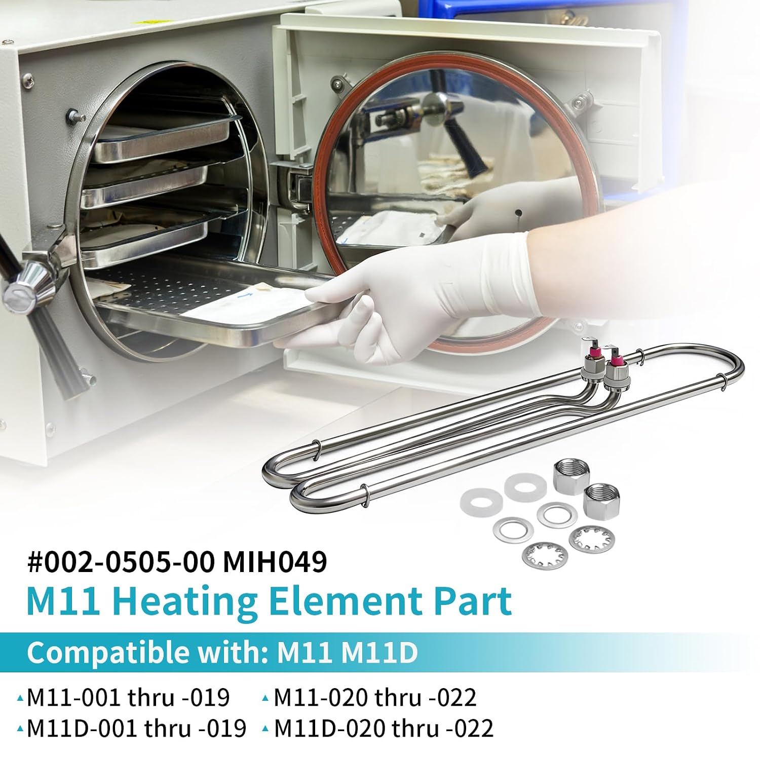 Heating Element for Midmark M11 M11D Steam Replacement-M11 Heating Element Part #002-0505-00 MIH049 120V with Heater Mounting Hardware 002-1350-00 and Wrench + Double-Ended Screwdriver