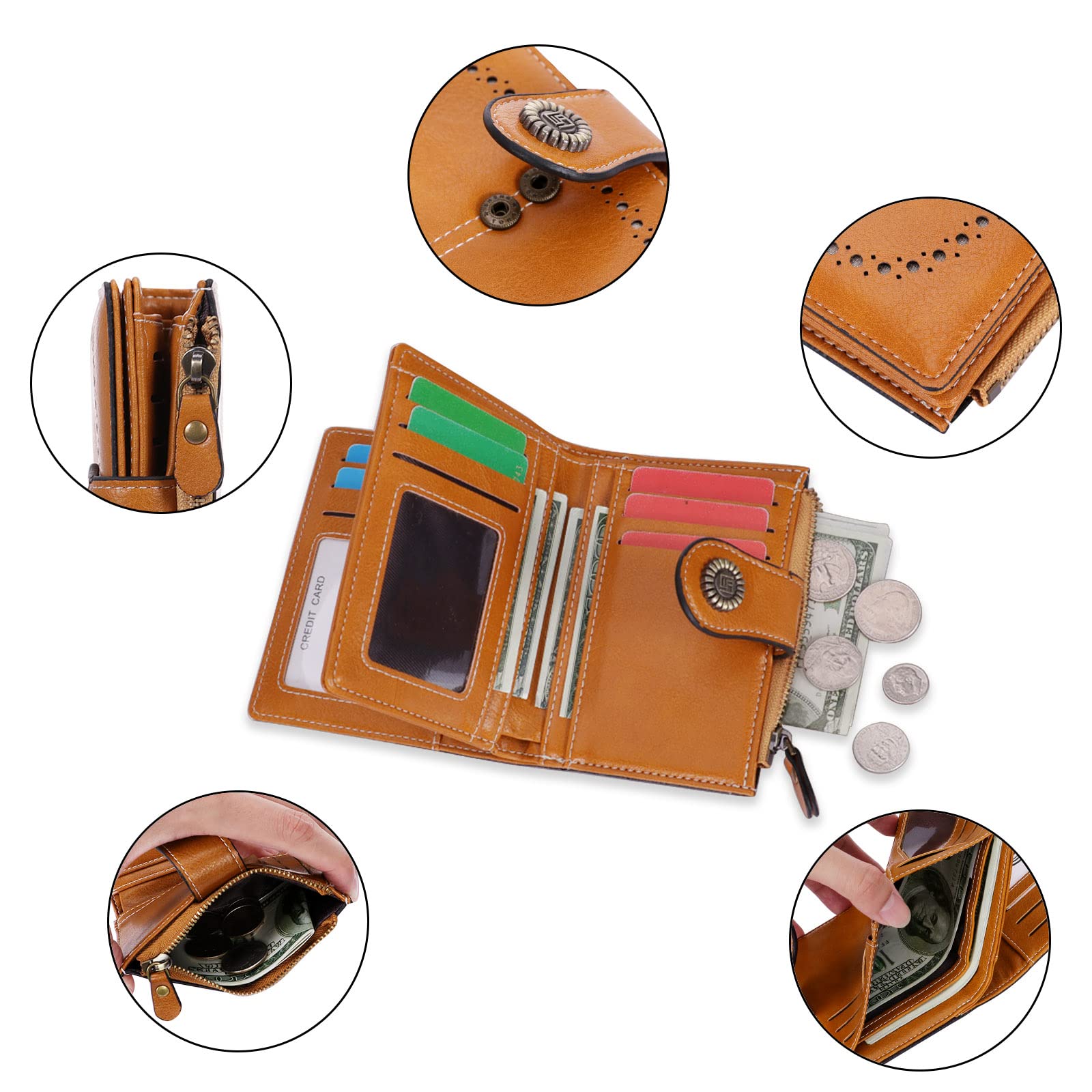 HUA ANGEL Donna Lunga Clutch Portafoglio Grande Capacità Cerniera Portamonete Borsa per Cellulare Pelle PU Pochette da Polso con Multiple Slot per Schede Carte di Credito Contanti Fatture