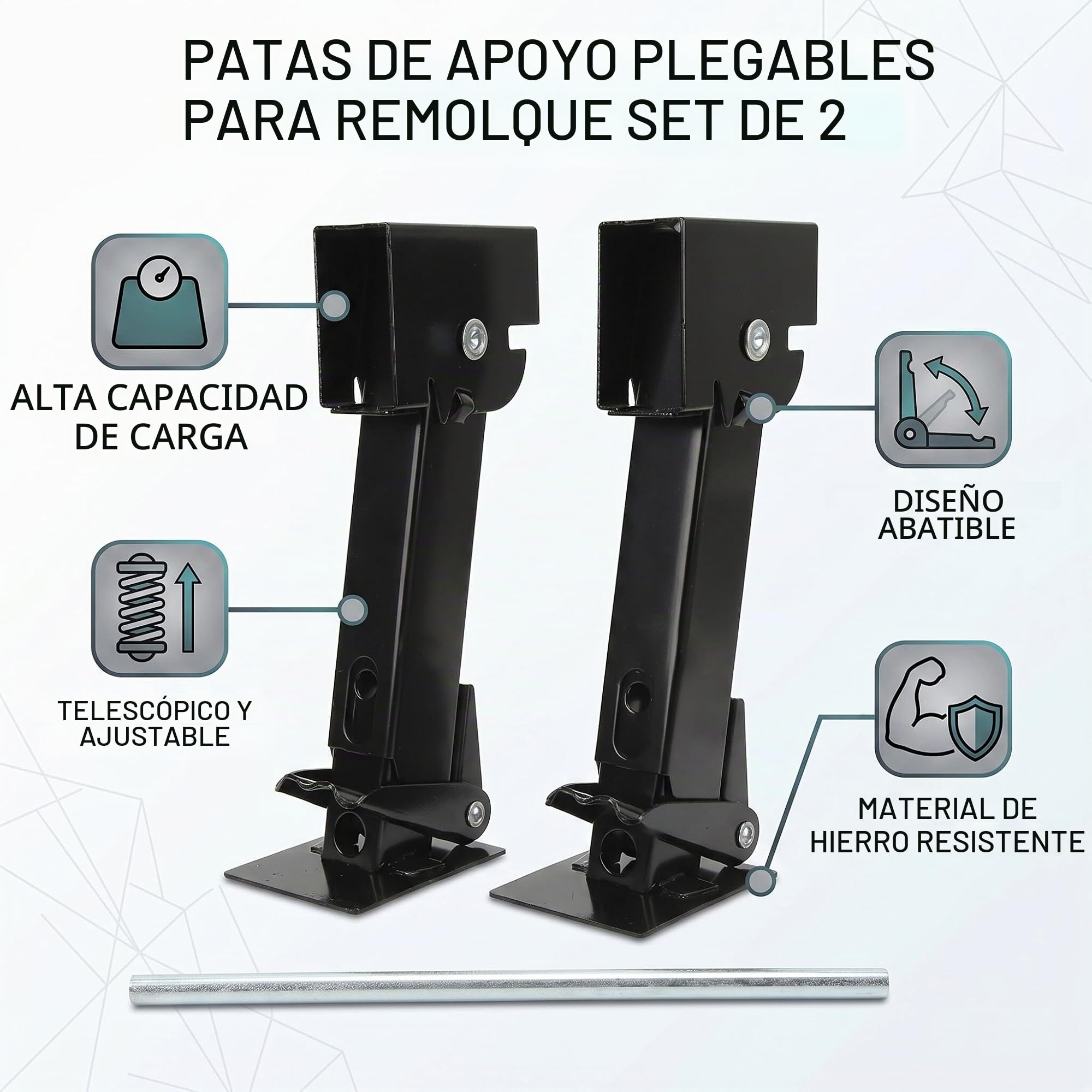 Cocoarm Estabilizador para Autocaravana, 2 Unidades, Soporte Telescópico Giratorio con Cremallera, Capacidad de 295 kg, Gato Hidráulico para Estabilización