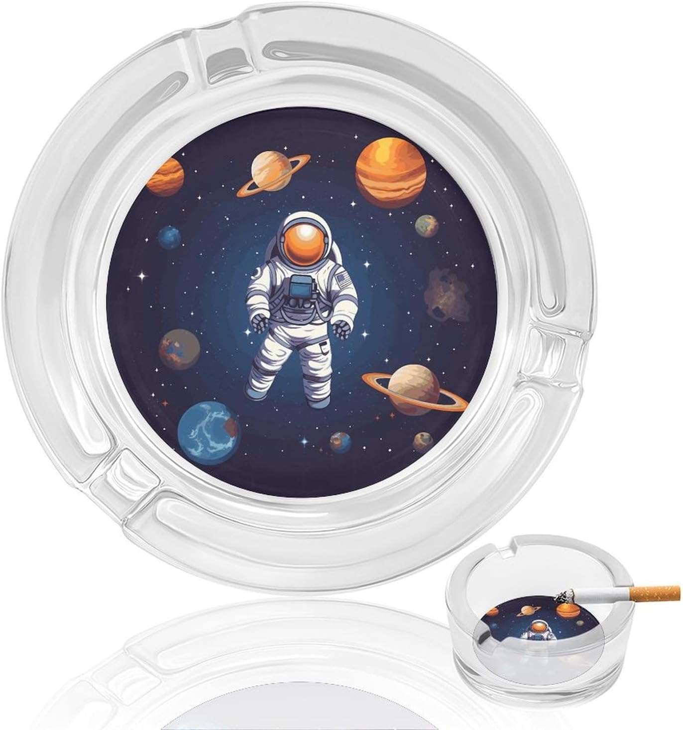 Smokeless Ashtray Ash Tray Outdoor Ashtray Space Astronaut Glass Ashtrays for Home Office Smokers Decoration
