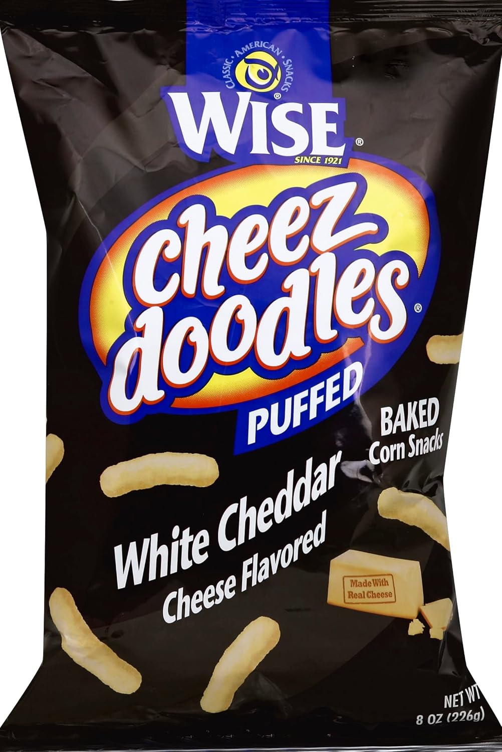 WISE, White Cheddar Cheese Doodles, 8 Ounce