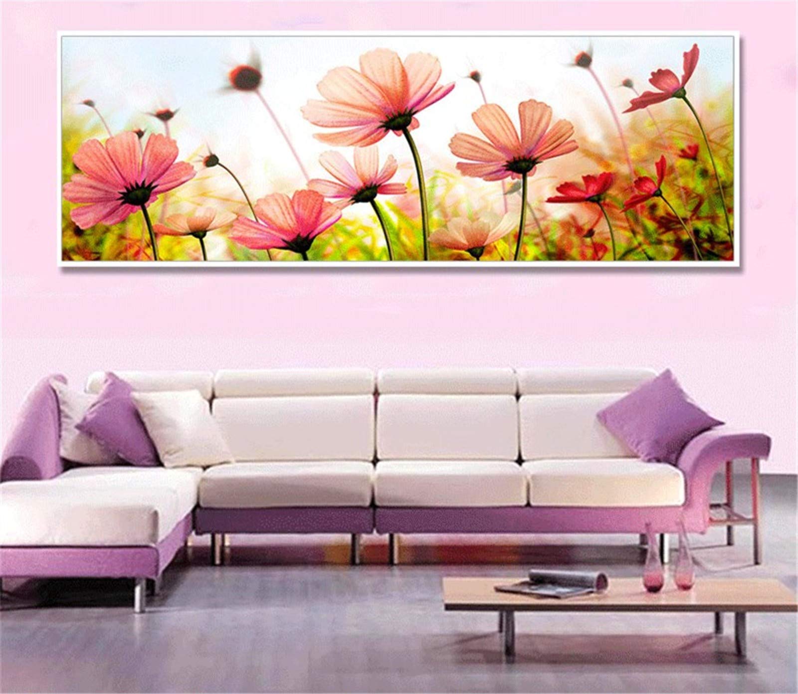 Peinture diamant 5D cristal de haute précision motif fleuri format panorama unique
