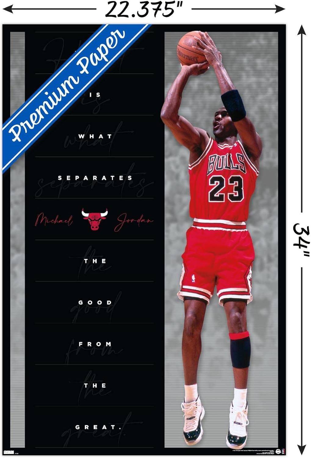 Michael Jordan - Heart Wall Poster, 34L" x 22.4W", Premium Unframed Version