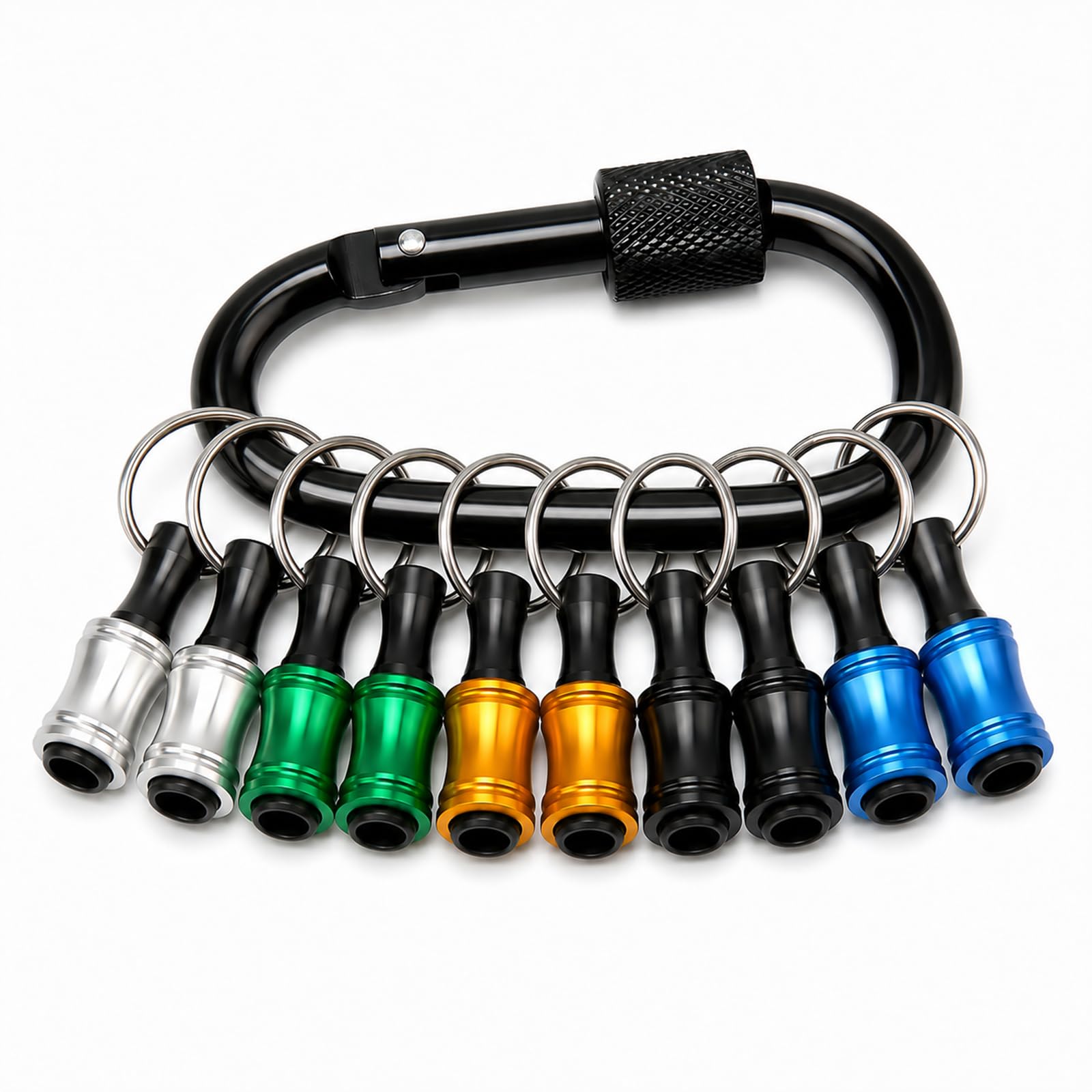 Bit Holder Keychain, 1/4 Inch Hex Shank Screwdriver Drill Bit Holders with Handly Carabiner, Portable Extension Bit Holder Tools for Impact Driver, Nut Driver, Screw & Drill Bits (10) โ image 1