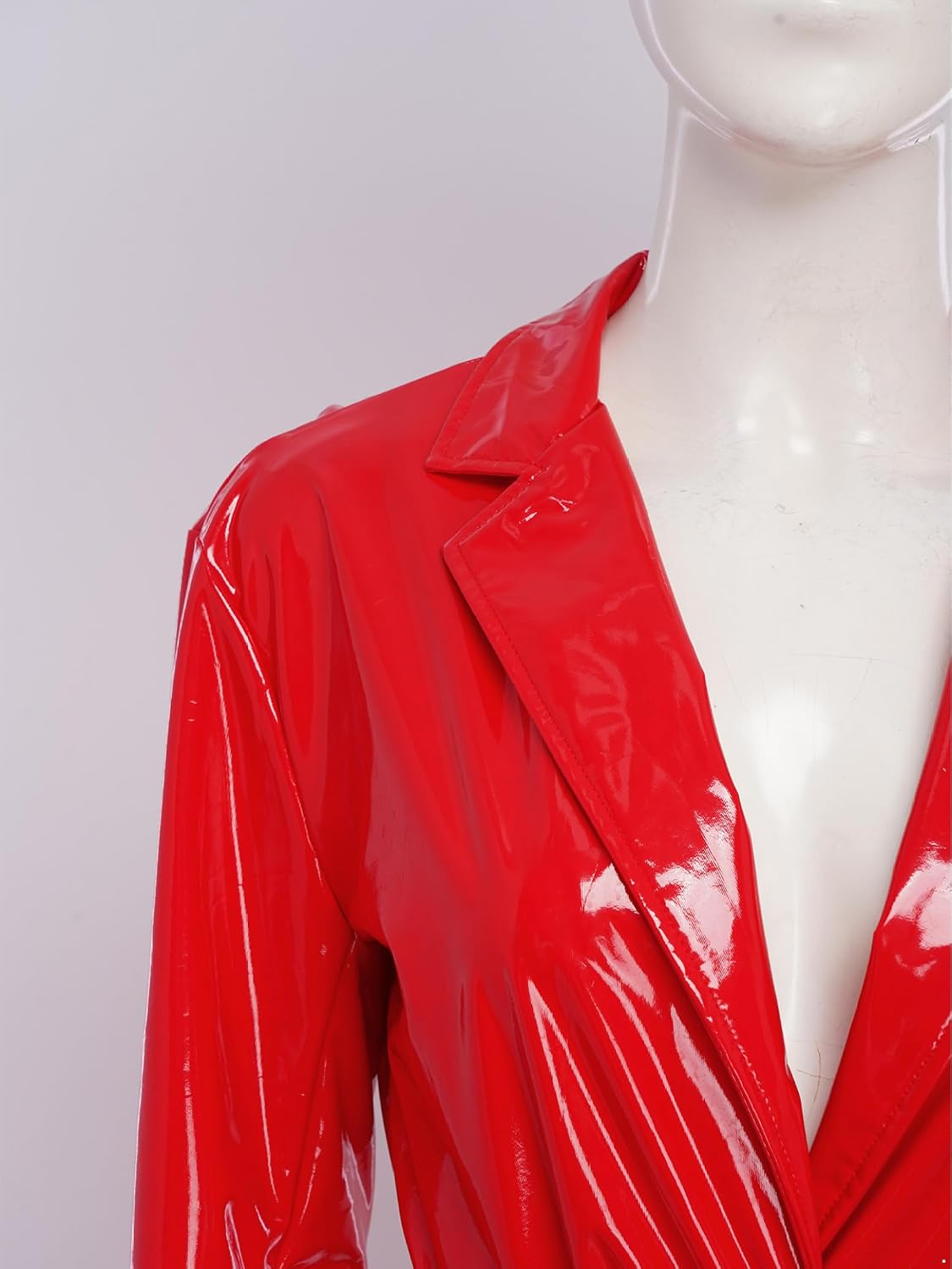 Trench Coat for Women Motorcycle Coat with Belt Notched Lapel Overcoat for Club Party