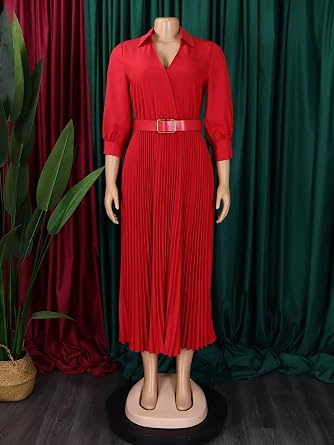 Womens Casual Dress A Line Pleated Dress Flowy Dress for Party Wedding Guest