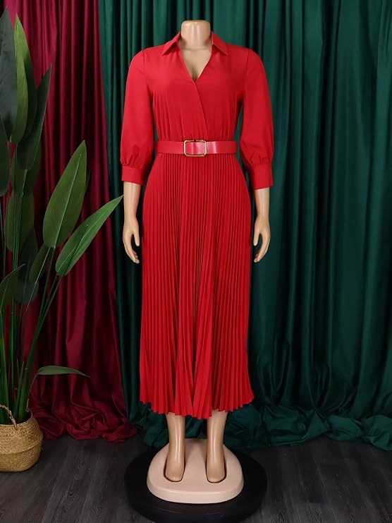 Womens Casual Dress A Line Pleated Dress Flowy Dress for Party Wedding Guest
