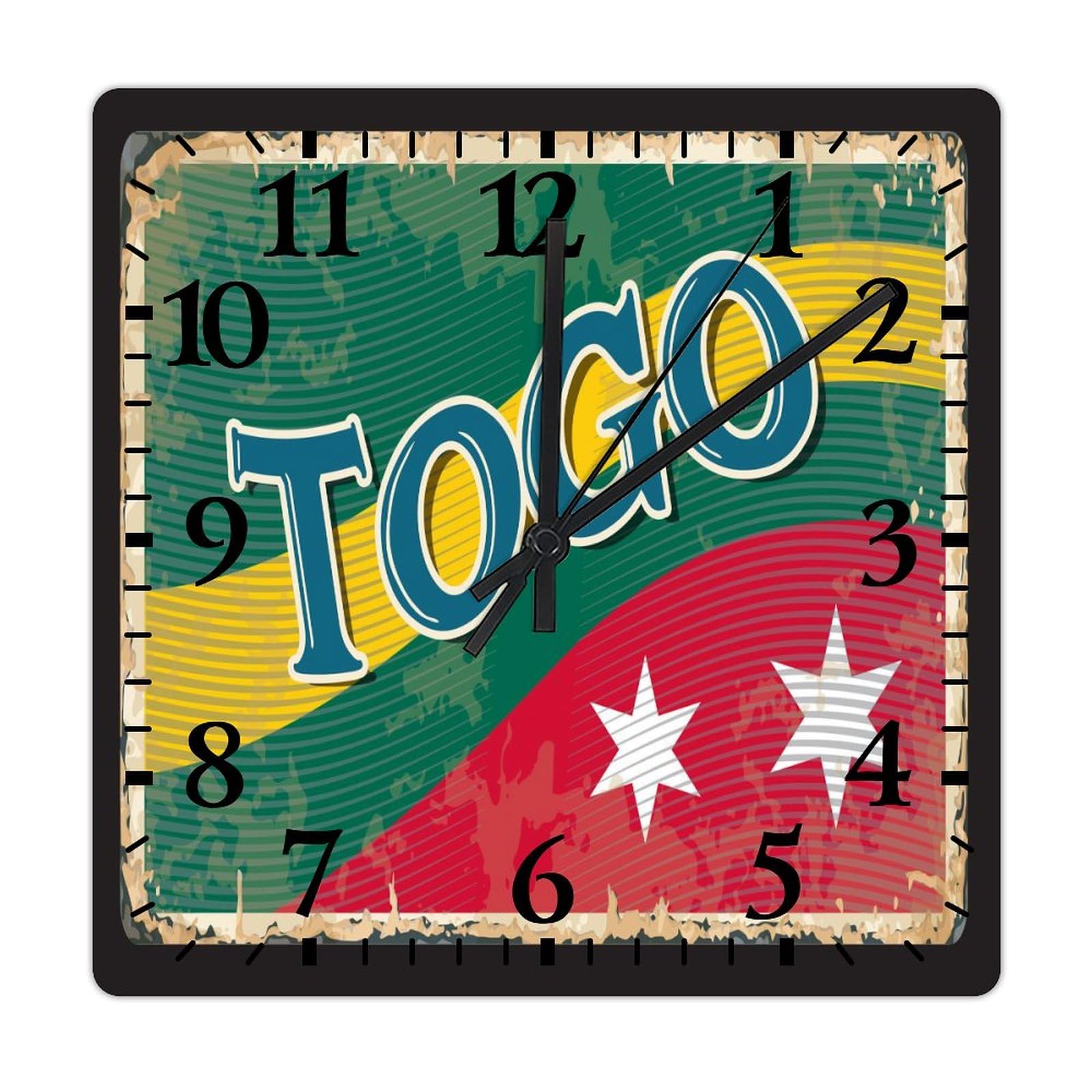 Horloge murale en bois artisanale Togo grand format 38 cm style authentique