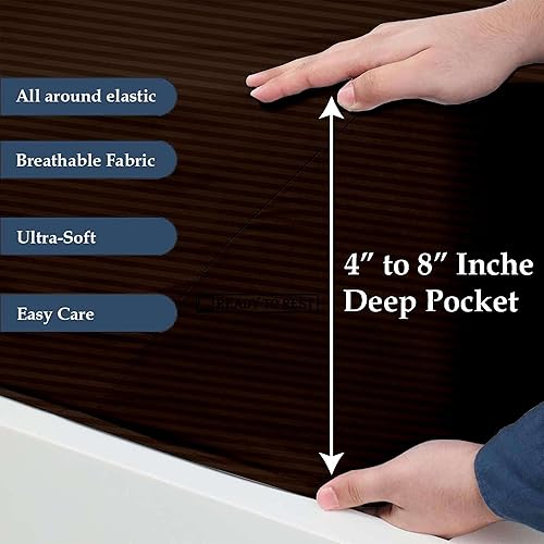 Miniatura 7 de Best-Bedding Sábanas matrimoniales de 53 x 75 pulgadas, color gris oscuro, juego de sábanas de 4 piezas de 8 pulgadas de profundidad para colchón de