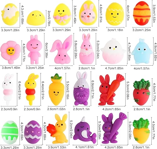 Miniatura 5 de SULOLI 24 juguetes blandos Mochi de Pascua, juguetes esponjosos para aliviar el estrés para niños, niñas, niños pequeños, rellenos de cesta de