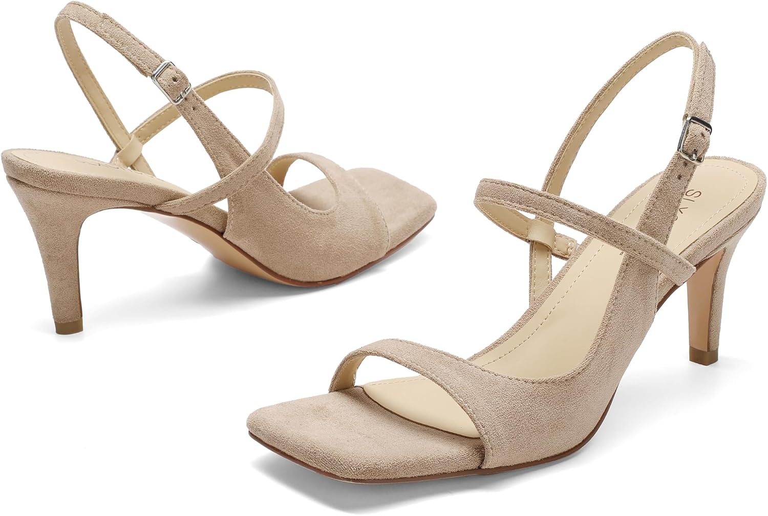 Women's Stiletto Heeled Sandals Square Open Toe 3 Inch Thin High Heels Ankle Strap Elegant Heels for Wedding Party Prom or Daily Wear - Image 5