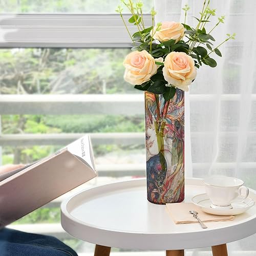Miniatura 6 de A Cute Cartoon White unicorns Plastic Cylinder Vases for Flowers 11.8 x 3.9 Inch decorative Small Vases Decorative Centerpieces Bookshelf Wedding