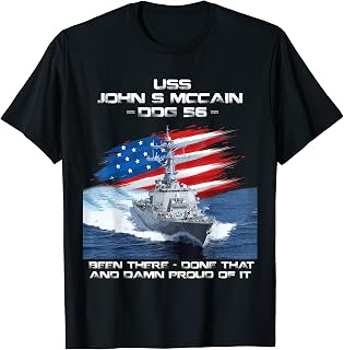 USS John S Mccain DDG-56 Destroyer Ship USA Flag Veteran Women Men T-Shirt
