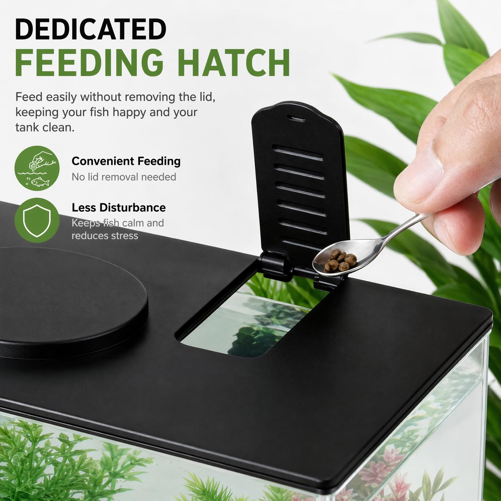 Petit Aquarium Complet, Mini Aquarium Plastique, avec Pompe de Filtration et Éclairage LED Réglable, Aquarium à Circulation Automatique, pour Petits Poissons, Crevettes et Plantes Aquatiques (Black)