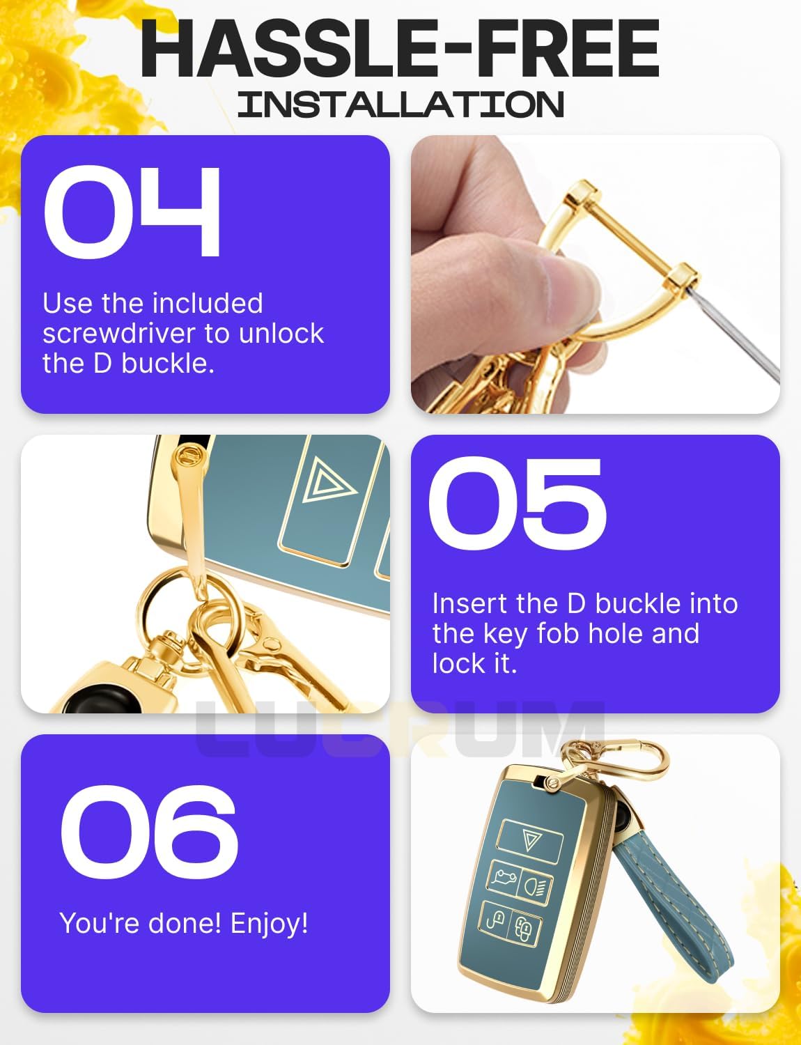 Lucrum Compatible with Range Rover and Jaguar Key Fob Cover & Keychain, TPU Keyfob Case for Land Rover Sport Evoque XE XJ XF - Image 7